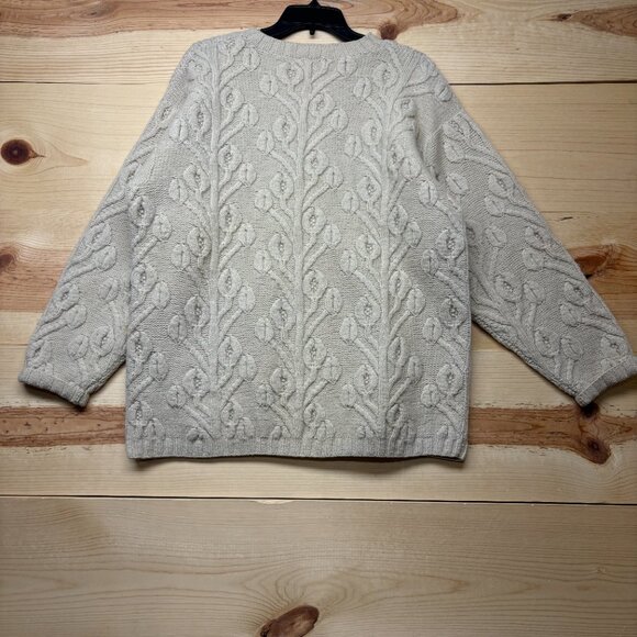 Vintage Banana Republic Sweater Mens Medium Cream Wool Fisherman Chunky Knit - Picture 11 of 13